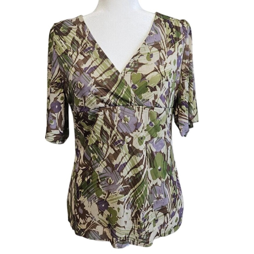 Axcess Top Womens M Y2K Sheer Babydoll Flutter Sleeve Green‎ Fairy Grunge Whimsy